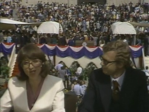 Beth Courtney and Ron Blome hosting Inauguration 1980