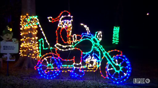 Christmas Lights with Santa Claus on a Motorcycle