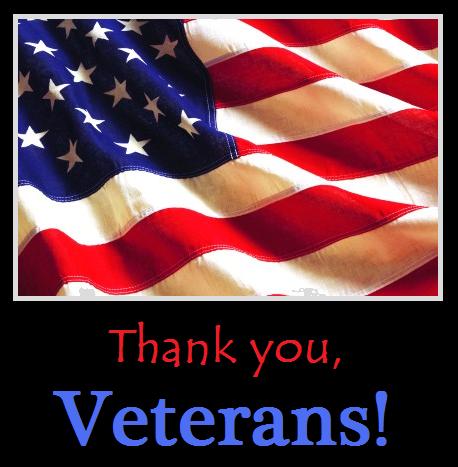 Thank You, Veterans with a picture of the American Flag